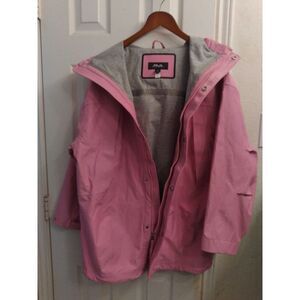 RLX Pink Raincoat Hooded Full Zip Snap‎ Button Jacket Coat Women's